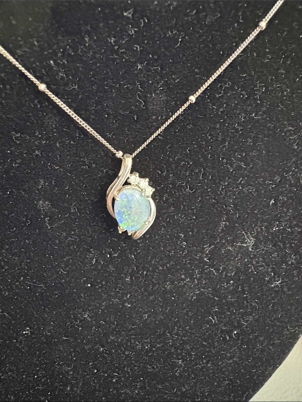 Sterling Silver Blue Opal Pendant Necklace
